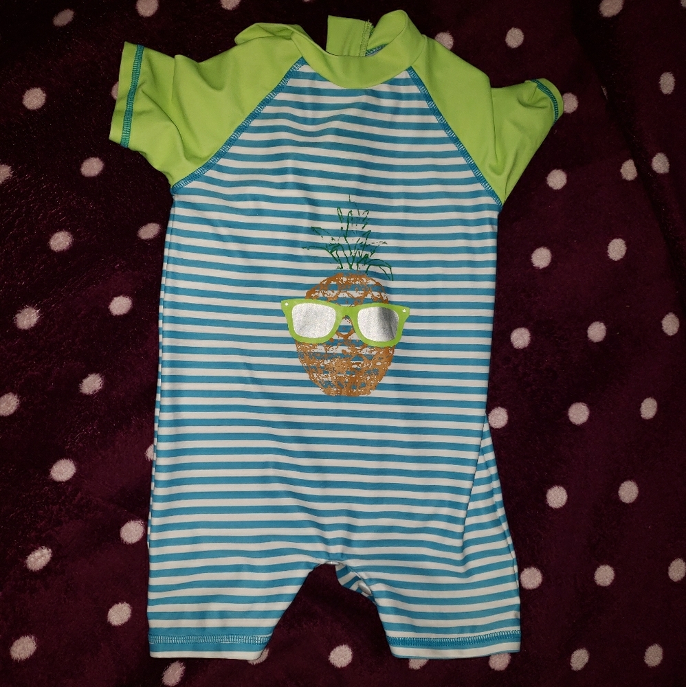 Baby boy Pineapple swimsuit 12-18 months EUC
